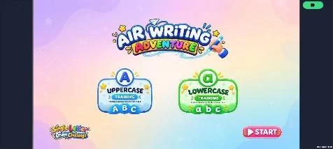 Air-writing uppercase/lowercase selection screen from the manuscript