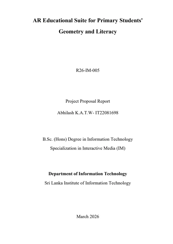 First page of Individual Proposal — Thushad Abhilash