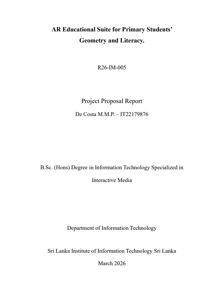 First page of Individual Proposal — Malitha De Costa