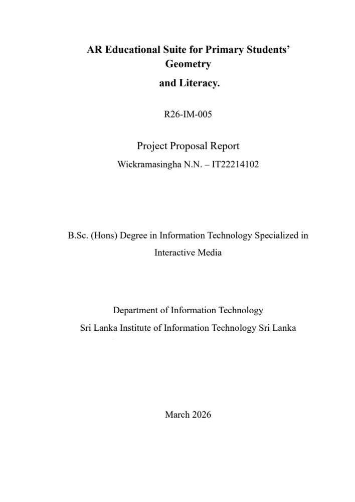 First page of Individual Proposal — Navoda Wickramasinghe